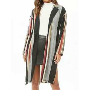 NWT FOREVER 21 Multicolor Striped Longline Blouse Blazer Cut Jacket Size M